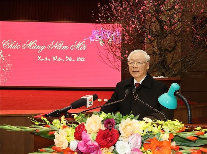 Tổng Bí thư Nguyễn Phú Trọng thăm, chúc Tết Đảng bộ, chính quyền, quân và dân Thủ đô