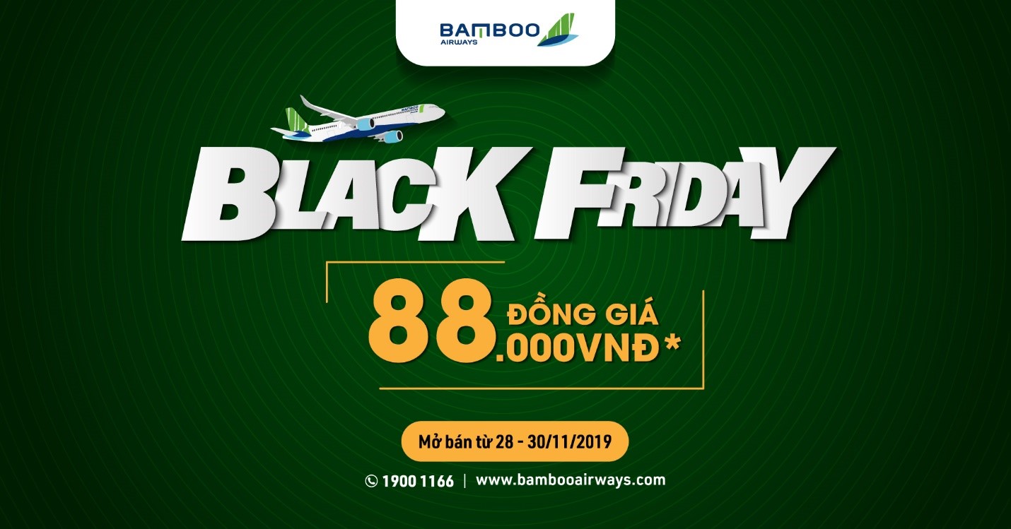 Bamboo Airways Black Friday với giá vé ưu đãi chỉ từ 88.000 VNĐ