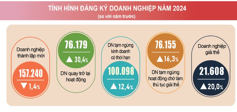 Năm 2024: Số doanh nghiệp quay trở lại hoạt động đạt mức cao nhất từ trước đến nay