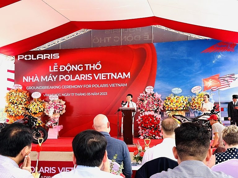 Chủ tịch UBND tỉnh Vĩnh Phúc Lê Duy Thành phát biểu tại Lễ khởi công máy Polaris Việt Nam
