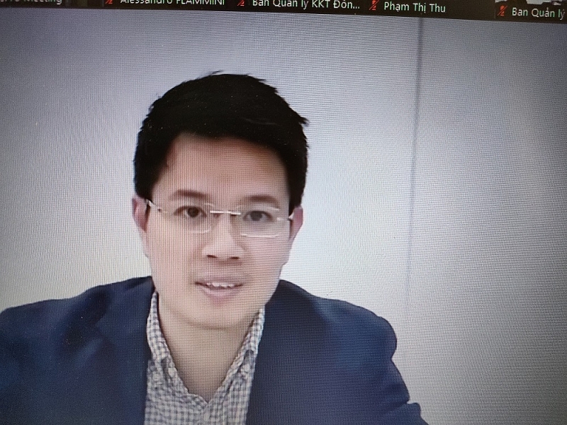 ông Đỗ Quang Huy- Đại diện văn phòng Cục Kinh tế Liên bang Thụy Sĩ (SECO) tại Việt Nam phát biểu tại Hội thảo 