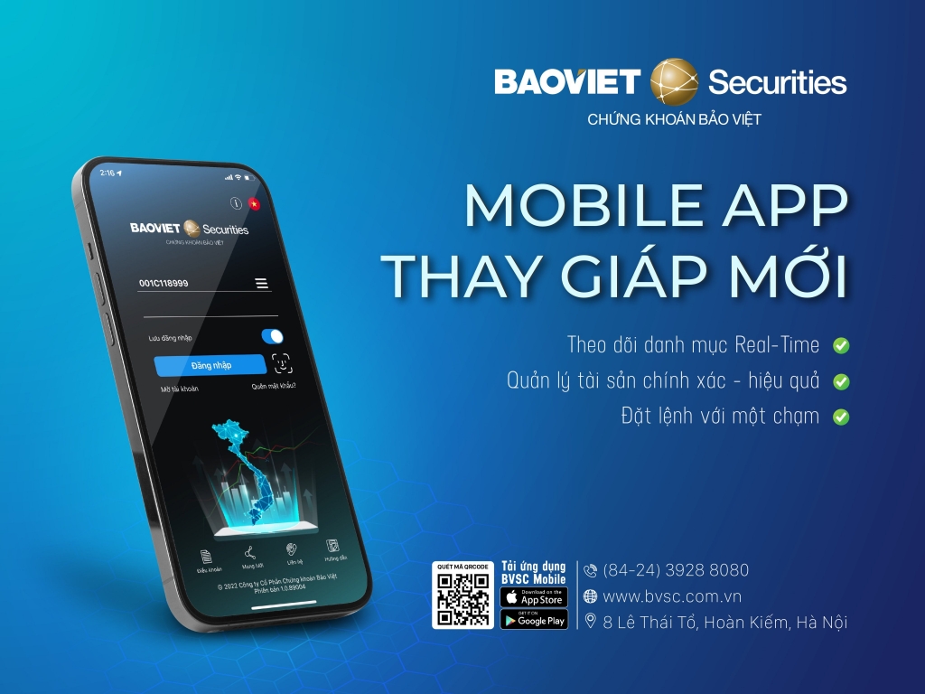 Chứng khoán Bảo Việt nâng cấp ứng dụng điện thoại BVSC Mobile, thêm nhiều tính năng mới
