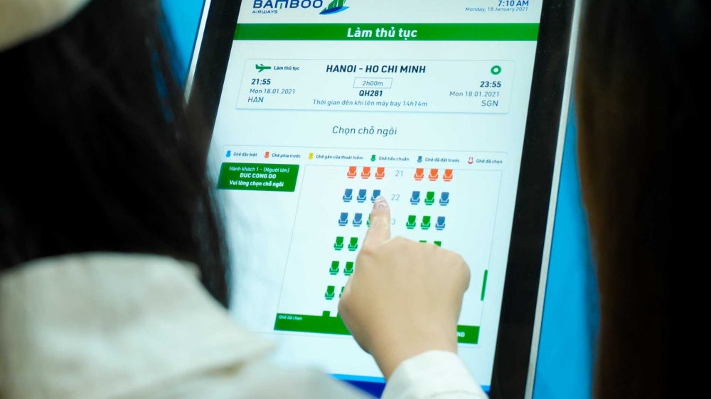 Bamboo Airways nâng cấp nhiều tính năng trong hệ thống kiosk check-in tại các sân bay