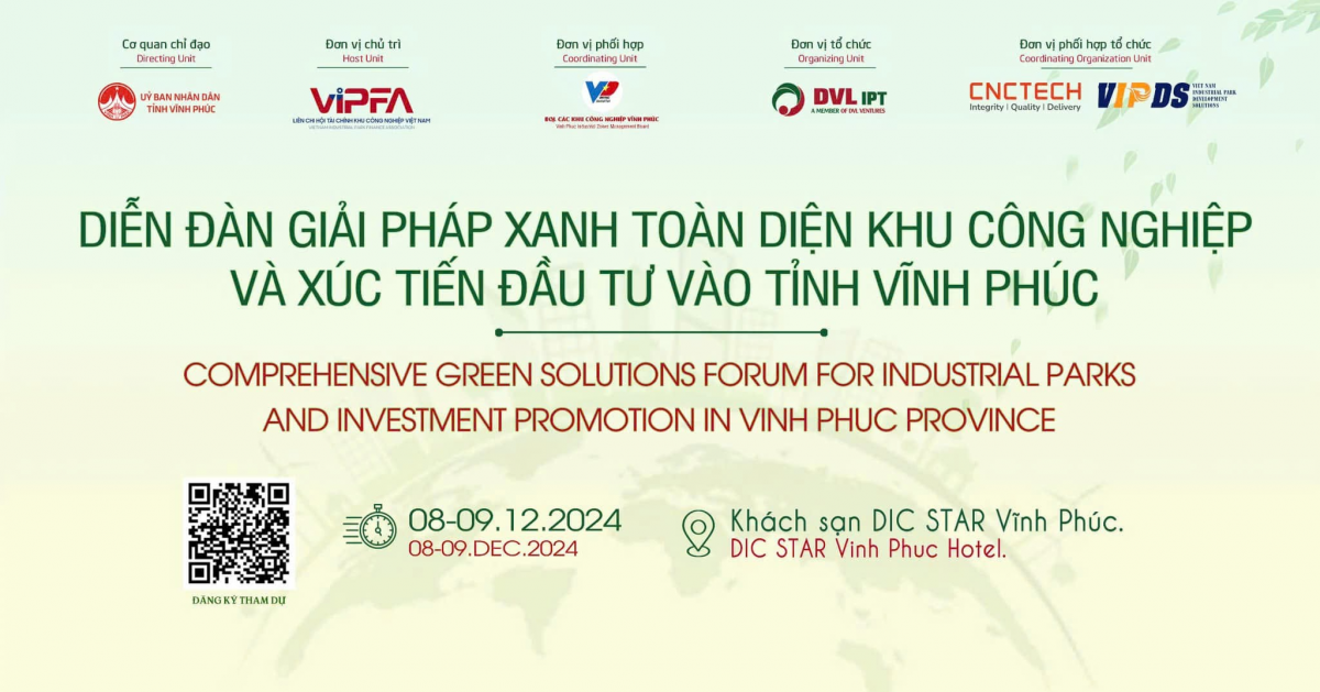 Chuẩn bị diễn ra Diễn đàn giải pháp xanh toàn diện Khu công nghiệp và xúc tiến đầu tư vào tỉnh Vĩnh Phúc