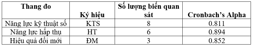 Tác động của năng lực kỹ thuật số đối với hiệu quả đổi mới của các doanh nghiệp lữ hành tại TP. Hồ Chí Minh